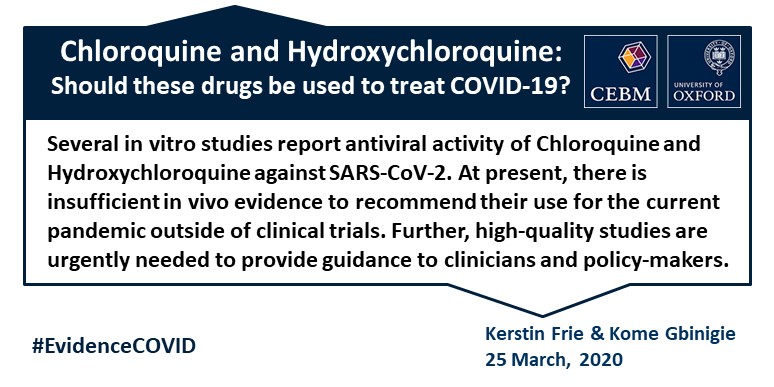 Chloroquine and hydroxychloroquine: Current evidence for their ...