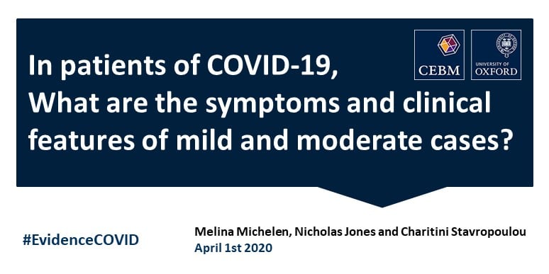 In Patients Of Covid 19 What Are The Symptoms And Clinical Features Of Mild And Moderate Cases The Centre For Evidence Based Medicine